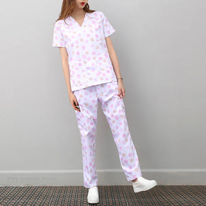 Workwear Clothes Health Workers Frosted Tops Pants Beauty Salon Scrub Uniforms Scrubs Set Short Sleeve V-neck Uniform coat