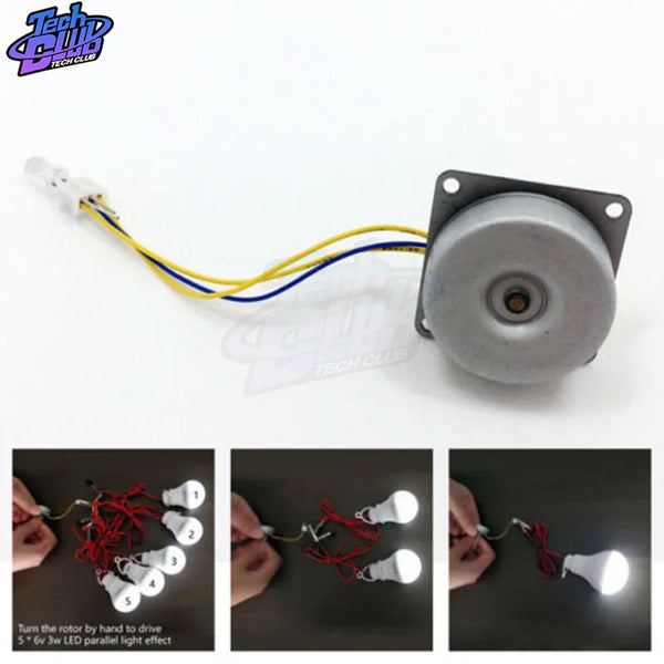 Small Generator Three-phase AC Brushless Generator Micro Wind Turbine Motor Hand Cranked Generator LED Lamp 3-24V DIY