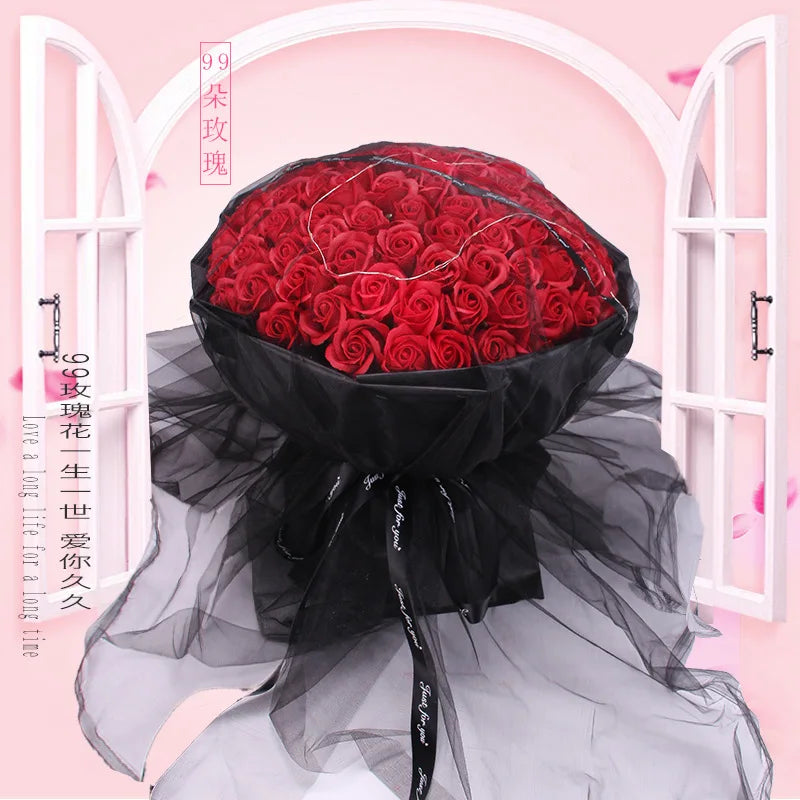 99/89/33 Flower Round Flower Box + Soap Flower Packaging Set Flower Gift Box Party Wedding Gift Valentine's Day Supplies