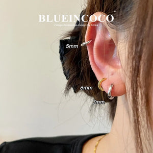 100% Real 925 Sterling Silver Minimalist Bohemian Round Ear Buckle for Women Punk Unisex Rock Hoop Earring Jewelry Accessories