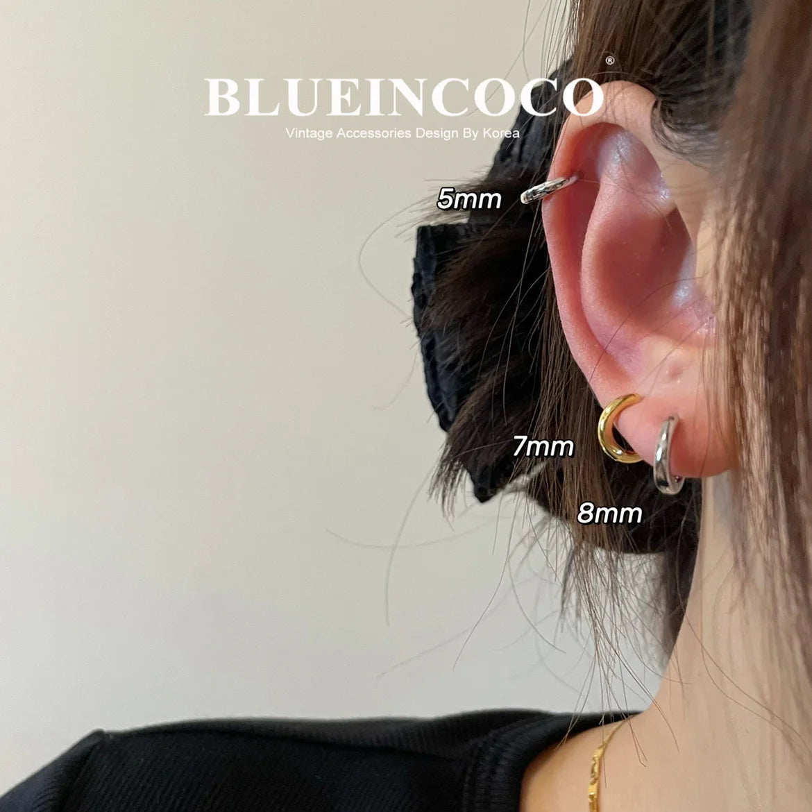 100% Real 925 Sterling Silver Minimalist Bohemian Round Ear Buckle for Women Punk Unisex Rock Hoop Earring Jewelry Accessories