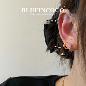 100% Real 925 Sterling Silver Minimalist Bohemian Round Ear Buckle for Women Punk Unisex Rock Hoop Earring Jewelry Accessories