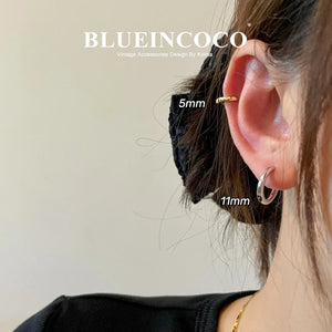100% Real 925 Sterling Silver Minimalist Bohemian Round Ear Buckle for Women Punk Unisex Rock Hoop Earring Jewelry Accessories