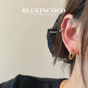 100% Real 925 Sterling Silver Minimalist Bohemian Round Ear Buckle for Women Punk Unisex Rock Hoop Earring Jewelry Accessories