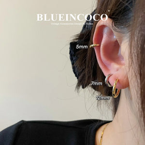 100% Real 925 Sterling Silver Minimalist Bohemian Round Ear Buckle for Women Punk Unisex Rock Hoop Earring Jewelry Accessories