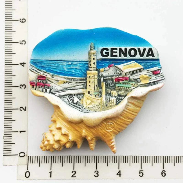 (Genoa Italy) Fridge Magnet,Creative Travel Commemorate Crafts 3D Ornaments Magnetism Resin Material Refrigerator Stickers