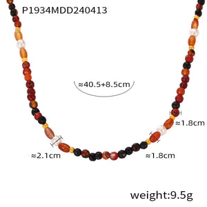 Necklace Set For Women Portrait Stainless Steel Colorful Nature Pearl Chain Beaded Luxury Jewelry Party Wedding Gift