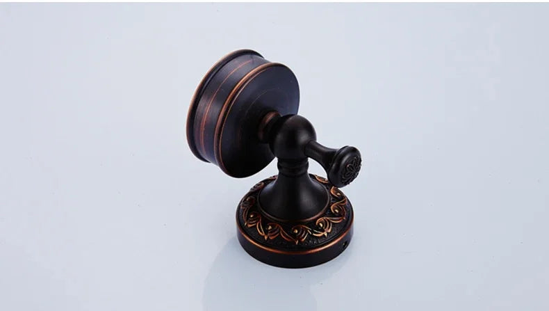 Black Bronze Bathroom Accessories Carving Bath Towel Shelves Toilet Brush Holder Soap Holder Toilet Paper Holder Bath Hardware