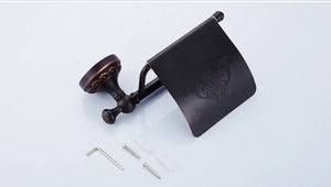 Black Bronze Bathroom Accessories Carving Bath Towel Shelves Toilet Brush Holder Soap Holder Toilet Paper Holder Bath Hardware