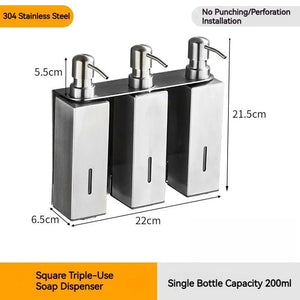 Stainless Steel Bathroom Accessories Liquid Soap Dispensers Single Bottle 200ml Perforated Installation Modern Minimalist Design