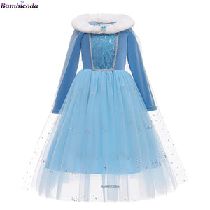 Girl Clothes Princess Cloak Hooded Coat Cape Cinderella Fancy Party Costume Clothes Winter Christmas New Year Children Dress