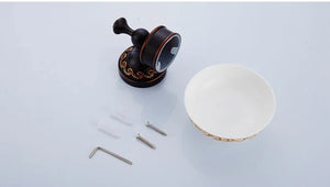 Black Bronze Bathroom Accessories Carving Bath Towel Shelves Toilet Brush Holder Soap Holder Toilet Paper Holder Bath Hardware