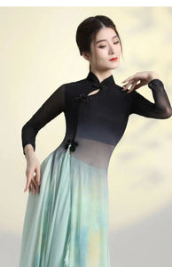 Classical Dance Clothss Women Cheongsam Charm Yarn Clothing Chinese Folk Dance Stage Performance Practice Costumes Daily Clothes