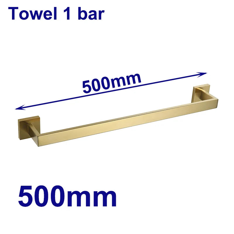 Stainless Steel Brushed Gold Towel Bar Rack Toilet Paper Holder Toilet Brush Robe Hook Soap Dish Bathroom Accessories Hardware