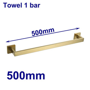 Stainless Steel Brushed Gold Towel Bar Rack Toilet Paper Holder Toilet Brush Robe Hook Soap Dish Bathroom Accessories Hardware