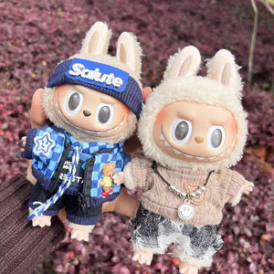 Only Clothes Cloth Blind Box Pendant Baby Clothes Cartoon Cute Plush Two-Piece Small Satchel Suit Vinyl Doll Conjoined Dress.