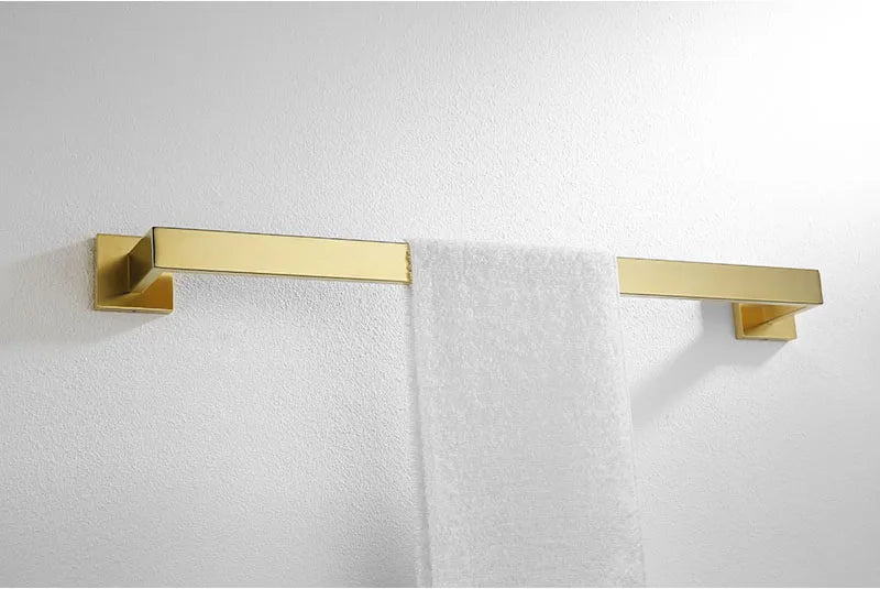 Stainless Steel Brushed Gold Towel Bar Rack Toilet Paper Holder Toilet Brush Robe Hook Soap Dish Bathroom Accessories Hardware