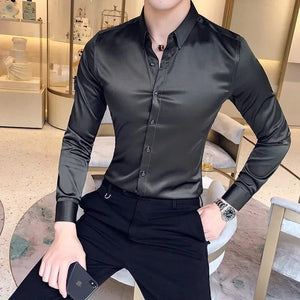 Clothing Muscle Long Sleeve Man Tops Business Shirts And Blouses For Men Black Plain With Sleeves Luxury Fashion 2024 Luxury Xxl
