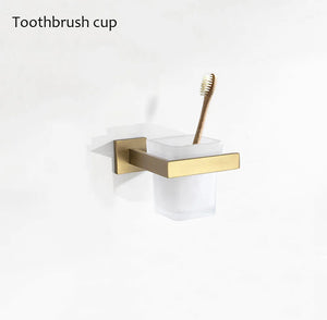 Stainless Steel Brushed Gold Towel Bar Rack Toilet Paper Holder Toilet Brush Robe Hook Soap Dish Bathroom Accessories Hardware