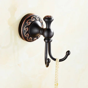 Black Bronze Bathroom Accessories Carving Bath Towel Shelves Toilet Brush Holder Soap Holder Toilet Paper Holder Bath Hardware