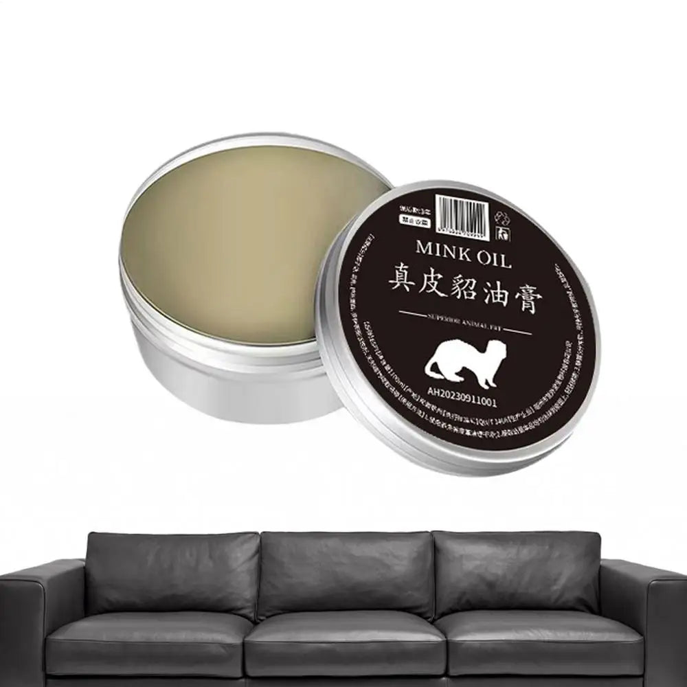 Mink oil cream for leather maintenance and repair, suitable for shoes and bags.
