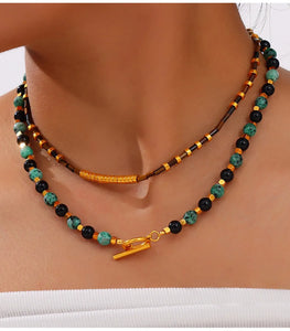 Necklace Set For Women Portrait Stainless Steel Colorful Nature Pearl Chain Beaded Luxury Jewelry Party Wedding Gift