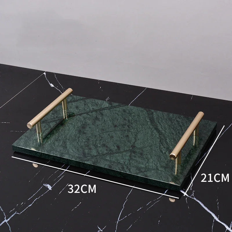 Wholesale Customized Dark Green Natural Marble Bathroom Set Nordic Light Luxury Tray Toothbrush Holder Soap Dispenser Kit