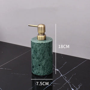 Wholesale Customized Dark Green Natural Marble Bathroom Set Nordic Light Luxury Tray Toothbrush Holder Soap Dispenser Kit