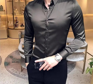 Clothing Muscle Long Sleeve Man Tops Business Shirts And Blouses For Men Black Plain With Sleeves Luxury Fashion 2024 Luxury Xxl