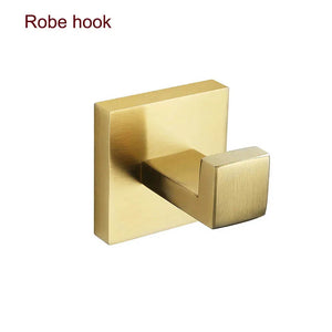 Stainless Steel Brushed Gold Towel Bar Rack Toilet Paper Holder Toilet Brush Robe Hook Soap Dish Bathroom Accessories Hardware