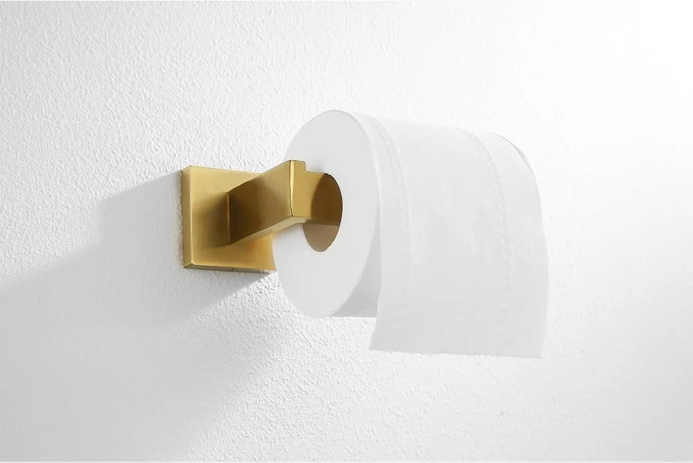 Stainless Steel Brushed Gold Towel Bar Rack Toilet Paper Holder Toilet Brush Robe Hook Soap Dish Bathroom Accessories Hardware