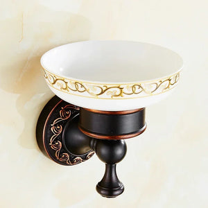 Black Bronze Bathroom Accessories Carving Bath Towel Shelves Toilet Brush Holder Soap Holder Toilet Paper Holder Bath Hardware