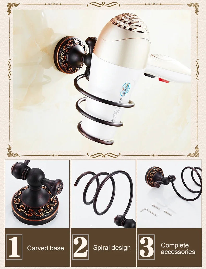 Black Bronze Bathroom Accessories Carving Bath Towel Shelves Toilet Brush Holder Soap Holder Toilet Paper Holder Bath Hardware