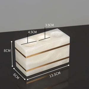 White Onyx Natural Marble Bathroom Accessories Luxury Golden Soap Dispenser Toothbrush Holder Soap Dish Tray Set for Bathroom