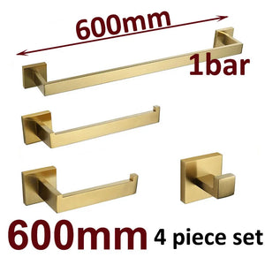 Stainless Steel Brushed Gold Towel Bar Rack Toilet Paper Holder Toilet Brush Robe Hook Soap Dish Bathroom Accessories Hardware
