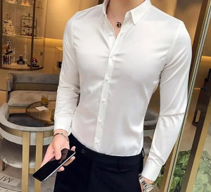 Clothing Muscle Long Sleeve Man Tops Business Shirts And Blouses For Men Black Plain With Sleeves Luxury Fashion 2024 Luxury Xxl
