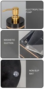 Black Nero Marquin Natural Marble Bathroom Accessories Luxury Gold Soap Dish Soap Dispenser Toothbrush Holder Tray Bathroom Set