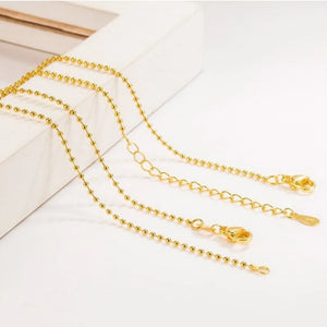 New Necklace 18k Gold Necklace Light Bead Gold Chain Women's Jewelry Necklace Wedding Party Gift Jewelry Lobster Clasp