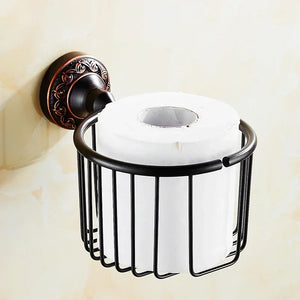 Black Bronze Bathroom Accessories Carving Bath Towel Shelves Toilet Brush Holder Soap Holder Toilet Paper Holder Bath Hardware