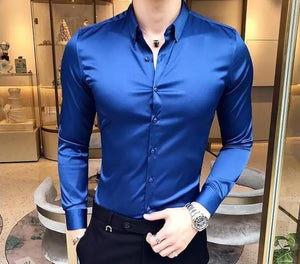 Clothing Muscle Long Sleeve Man Tops Business Shirts And Blouses For Men Black Plain With Sleeves Luxury Fashion 2024 Luxury Xxl