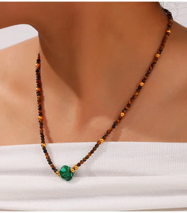 Necklace Set For Women Portrait Stainless Steel Colorful Nature Pearl Chain Beaded Luxury Jewelry Party Wedding Gift