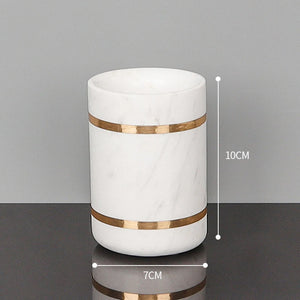 Volakos White Natural Marble Bathroom Accessories Golden Luxury Soap Dish Soap Dispenser Toothbrush Holder Tray Bathroom Set