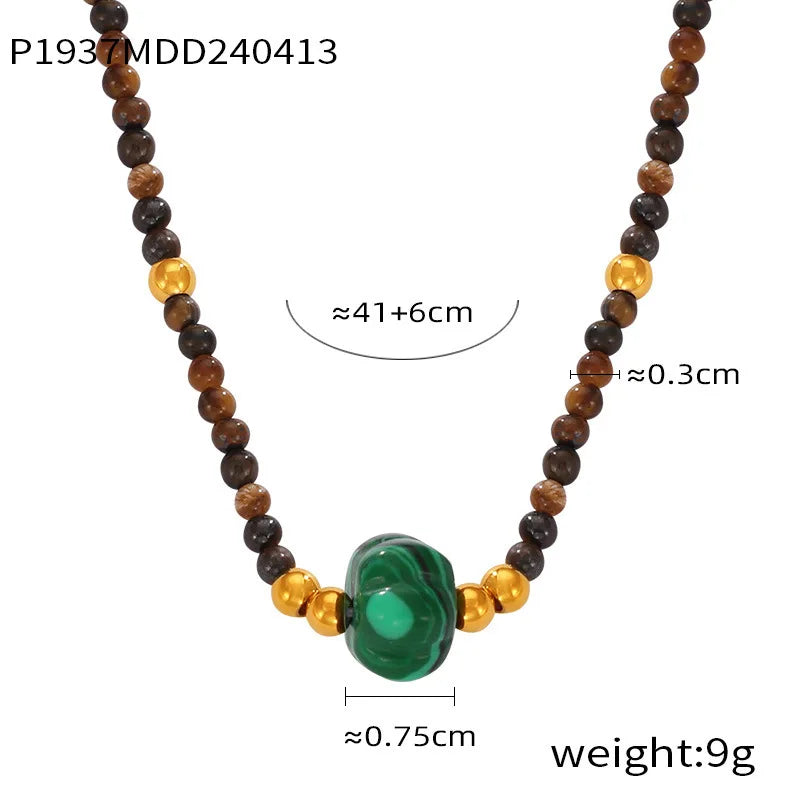 Necklace Set For Women Portrait Stainless Steel Colorful Nature Pearl Chain Beaded Luxury Jewelry Party Wedding Gift