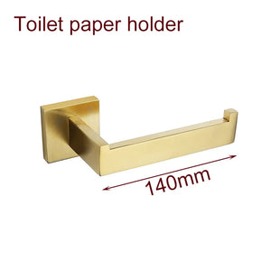 Stainless Steel Brushed Gold Towel Bar Rack Toilet Paper Holder Toilet Brush Robe Hook Soap Dish Bathroom Accessories Hardware