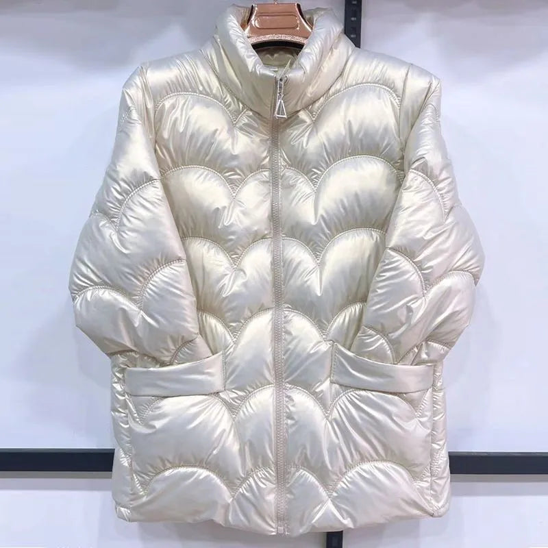 Glossy Bread Clothes Down Cotton Coat Female New Overcoat Wild Stand Collar Cotton Clothes Loose Winter Padded Jacket