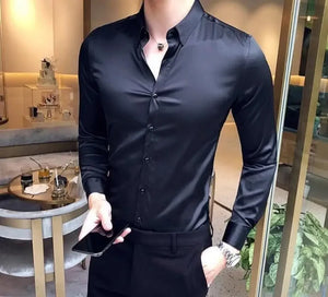 Clothing Muscle Long Sleeve Man Tops Business Shirts And Blouses For Men Black Plain With Sleeves Luxury Fashion 2024 Luxury Xxl