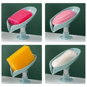 Suction Cup Soap dish For bathroom Shower Portable Leaf Soap Holder Plastic Sponge Tray For Kitchen Bathroom accessories