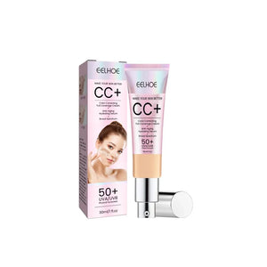 EELHOE CC+ Foundation Cream with SPF 50+, moisturizing, brightening and oil-control properties in a tube.