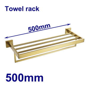 Stainless Steel Brushed Gold Towel Bar Rack Toilet Paper Holder Toilet Brush Robe Hook Soap Dish Bathroom Accessories Hardware