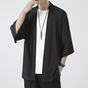 Kimono Men Cloak Kimono Para Hombre Black Coat White Cloak Beach Shirt Summer Haori Men Unisex Samurai Clothing Japanese Men